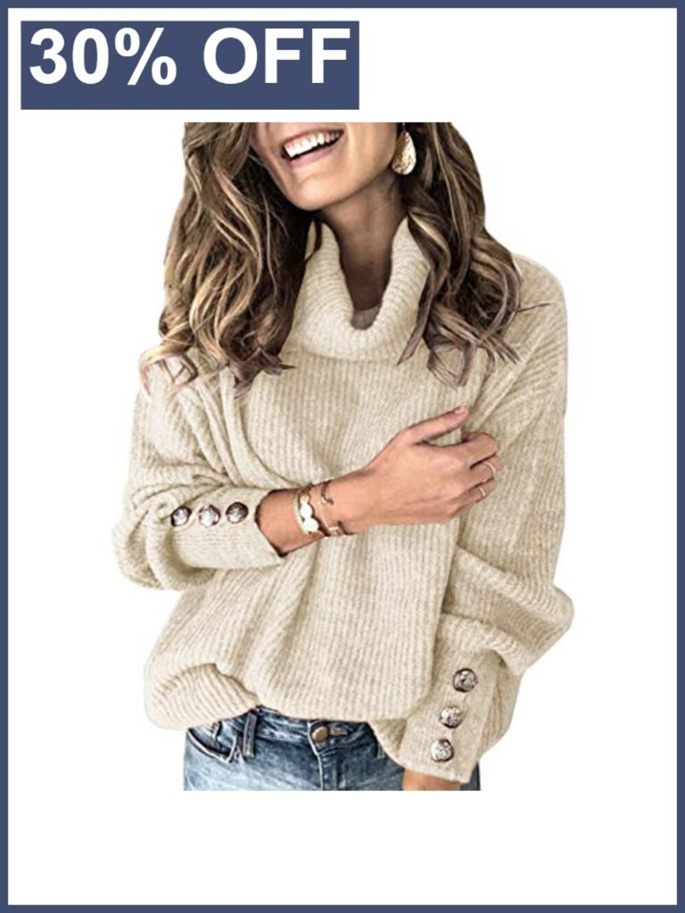 Oversized Cowl Neck Turtleneck Knit Sweater Slouchy Pullover